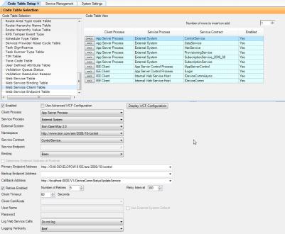 Screenshot of the Code Table Selection dialog.